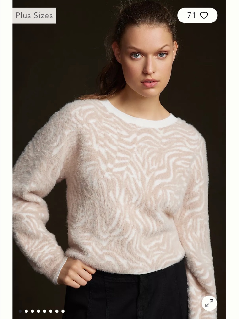 Pilcro Women's Animal Eyelash Sweater - Light Blush